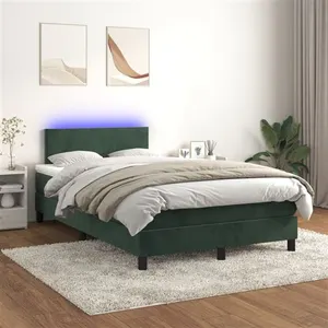 vidaXL Sommier à lattes de lit avec matelas LED Vert foncé 120x200 cm pas cher