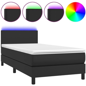 vidaXL Sommier à lattes de lit avec matelas et LED Noir 80x200 cm pas cher