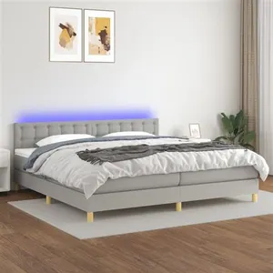vidaXL Sommier à lattes de lit matelas LED Gris clair 200x200 cm Tissu pas cher