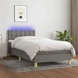 vidaXL Sommier à lattes de lit avec matelas et LED Gris foncé 90x200cm pas cher