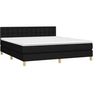 vidaXL Sommier à lattes de lit avec matelas LED Noir 180x200 cm Tissu pas cher