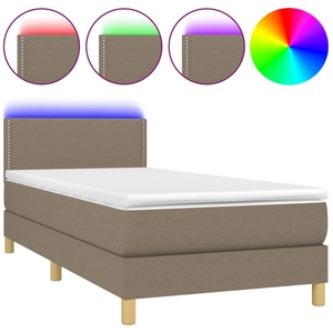 vidaXL Sommier à lattes de lit avec matelas LED Taupe 80x200 cm Tissu pas cher