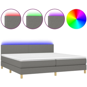 vidaXL Sommier à lattes de lit et matelas et LED Gris foncé 200x200 cm pas cher