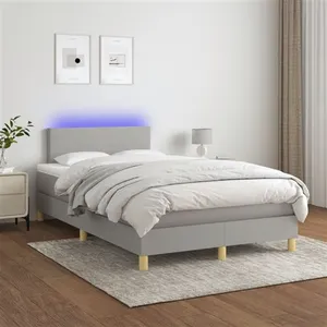 vidaXL Sommier à lattes de lit matelas LED Gris clair 120x200 cm Tissu pas cher