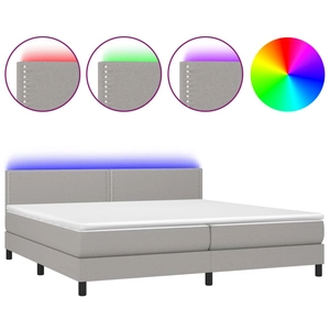 vidaXL Sommier à lattes de lit matelas LED Gris clair 200x200 cm Tissu pas cher