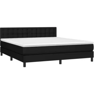 vidaXL Sommier à lattes de lit avec matelas LED Noir 180x200 cm Tissu pas cher