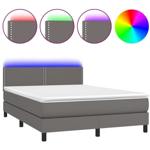 vidaXL Sommier à lattes de lit avec matelas et LED Gris 140x200 cm pas cher
