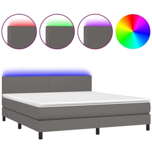 vidaXL Sommier à lattes de lit avec matelas et LED Gris 160x200 cm pas cher