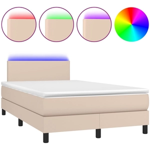 vidaXL Sommier à lattes de lit avec matelas LED Cappuccino 120x200 cm pas cher
