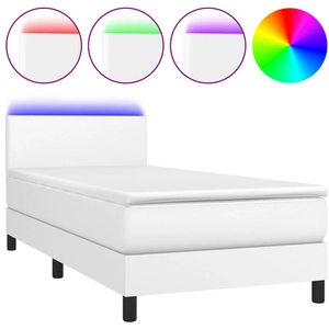 vidaXL Sommier à lattes de lit avec matelas et LED Blanc 140x190 cm pas cher