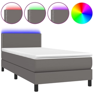 vidaXL Sommier à lattes de lit avec matelas et LED Gris 100x200 cm pas cher