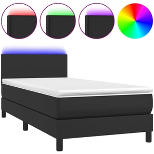 vidaXL Sommier à lattes de lit avec matelas et LED Noir 180x200 cm pas cher