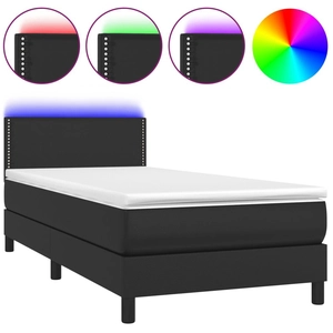 vidaXL Sommier à lattes de lit avec matelas et LED Noir 80x200 cm pas cher