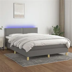 vidaXL Sommier à lattes de lit et matelas et LED Gris foncé 140x190 cm pas cher
