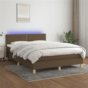 vidaXL Sommier à lattes de lit matelas et LED Marron foncé 140x190 cm pas cher