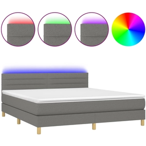 vidaXL Sommier à lattes de lit et matelas et LED Gris foncé 180x200 cm pas cher