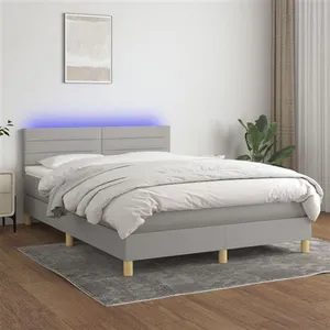 vidaXL Sommier à lattes de lit et matelas et LED Gris clair 140x200 cm pas cher