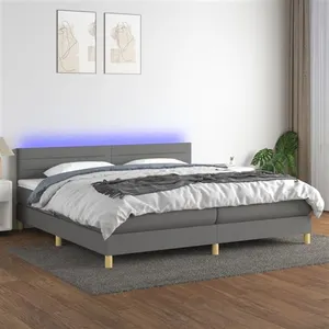 vidaXL Sommier à lattes de lit et matelas et LED Gris foncé 200x200 cm pas cher