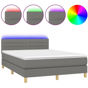vidaXL Sommier à lattes de lit et matelas et LED Gris foncé 140x190 cm pas cher