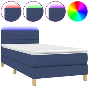vidaXL Sommier à lattes de lit avec matelas LED Bleu 120x200 cm Tissu pas cher