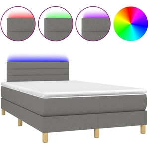 vidaXL Sommier à lattes de lit et matelas et LED Gris foncé 120x200 cm pas cher