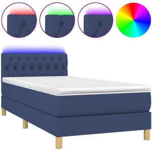 vidaXL Sommier à lattes de lit avec matelas LED Bleu 160x200 cm Tissu pas cher