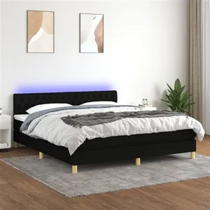 vidaXL Sommier à lattes de lit avec matelas LED Noir 160x200 cm Tissu pas cher