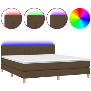 vidaXL Sommier à lattes de lit matelas et LED Marron foncé 180x200cm pas cher