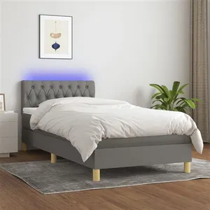 vidaXL Sommier à lattes de lit et matelas et LED Gris foncé 100x200 cm pas cher