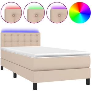 vidaXL Sommier à lattes de lit avec matelas LED Cappuccino 160x200 cm pas cher