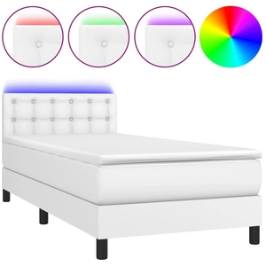 vidaXL Sommier à lattes de lit avec matelas et LED Blanc 90x190cm pas cher