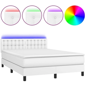 vidaXL Sommier à lattes de lit avec matelas et LED Blanc 140x190 cm pas cher