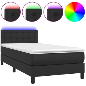 vidaXL Sommier à lattes de lit avec matelas et LED Noir 80x200 cm pas cher