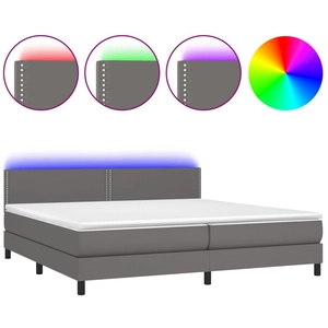 vidaXL Sommier à lattes de lit avec matelas et LED Gris 200x200 cm pas cher