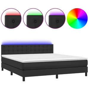vidaXL Sommier à lattes de lit avec matelas et LED Noir 160x200cm pas cher
