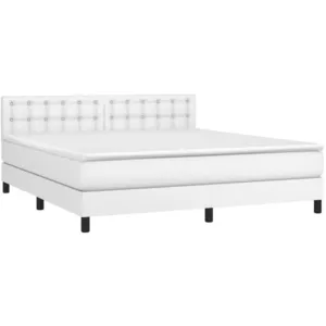 vidaXL Sommier à lattes de lit avec matelas et LED Blanc 160x200 cm pas cher
