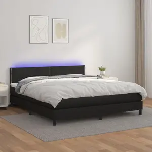 vidaXL Sommier à lattes de lit avec matelas et LED Noir 180x200cm pas cher