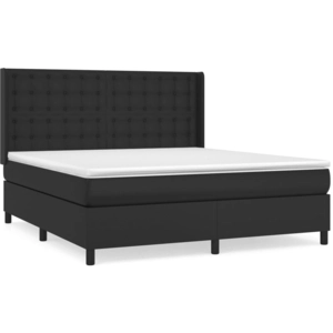 vidaXL Sommier à lattes de lit avec matelas Noir 180x200 cm Similicuir pas cher
