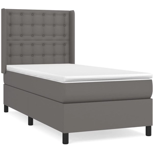 vidaXL Sommier à lattes de lit avec matelas Gris 100x200 cm Similicuir pas cher