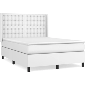 vidaXL Sommier à lattes de lit avec matelas Blanc 140x190cm Similicuir pas cher