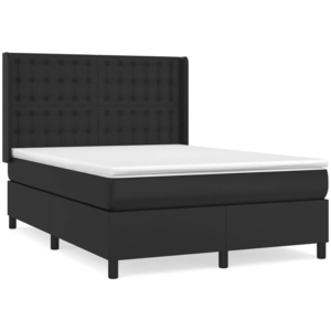 vidaXL Sommier à lattes de lit avec matelas Noir 140x200 cm Similicuir pas cher