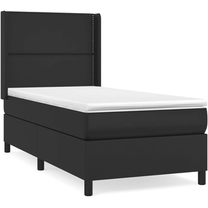 vidaXL Sommier à lattes de lit avec matelas Noir 140x200 cm Similicuir pas cher