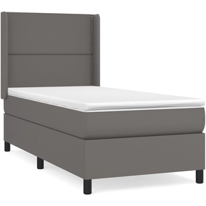 vidaXL Sommier à lattes de lit avec matelas Gris 100x200 cm Similicuir pas cher