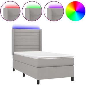 vidaXL Sommier à lattes de lit matelas LED Gris clair 100x200 cm Tissu pas cher