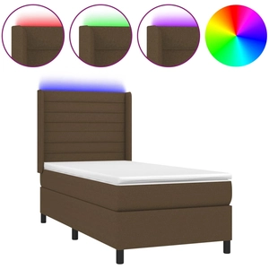 vidaXL Sommier à lattes de lit matelas et LED Marron foncé 100x200cm pas cher