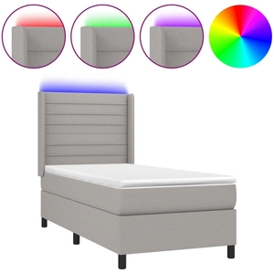 vidaXL Sommier à lattes de lit matelas LED Gris clair 80x200cm Tissu pas cher