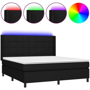 vidaXL Sommier à lattes de lit matelas LED Noir 200x200 cm Tissu pas cher