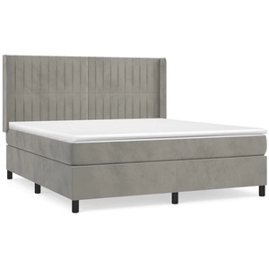 vidaXL Sommier à lattes de lit et matelas Gris clair 180x200cm Velours pas cher