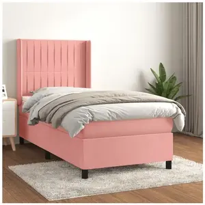 vidaXL Sommier à lattes de lit et matelas Rose 80x200 cm Velours pas cher