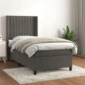 vidaXL Sommier à lattes de lit avec matelas Gris foncé 100x200 cm pas cher